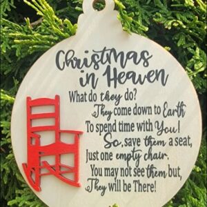 Wood 3D Laser Red Chair Christmas in Heaven Ornament