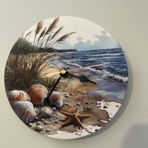 Decoupage Glass Clock 8" Seascape1