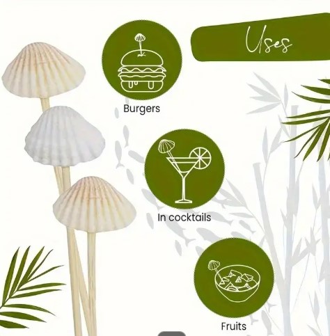 Skewers Seashell bamboo 20 per pack - Image 2