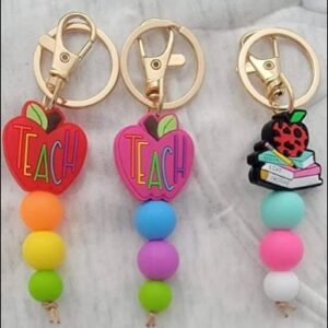 Teacher Silicone Beads Keychains