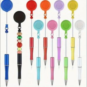 DIY Retractable Badge Holder Pens w/ Beadable Feature,