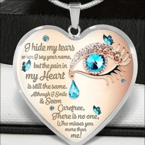 Butterfly Tears Heart Pendant Necklace