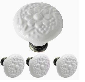 White Drawer Pull Knob ceramic