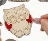 Set 2 DIY Owl  wood ornaments