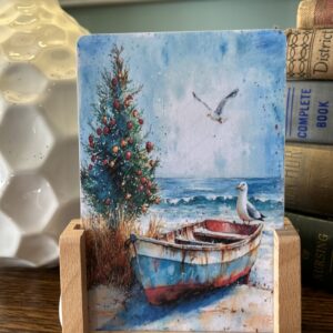 LED acrylic frame 4X6 decoupage Beachy Christmas