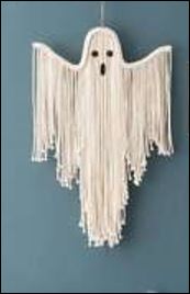 Macramé Halloween Ghost Wall Hanging med