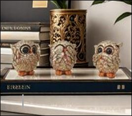 Owl decor 3 pc  "See No Evil, Hear No Evil, Speak No Evil" Gold