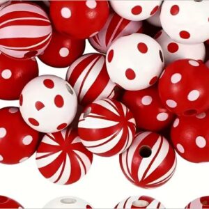 Round wood printed beads