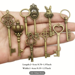 Vintage Key charms 6/pack medium size