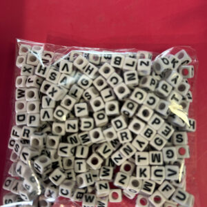 Small letter beads for jewellery, crafts,etc white and Black