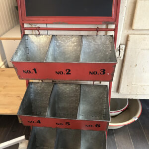 Red 3 tier rustic cubby shelf for wall