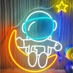 Neon Spaceman on moon