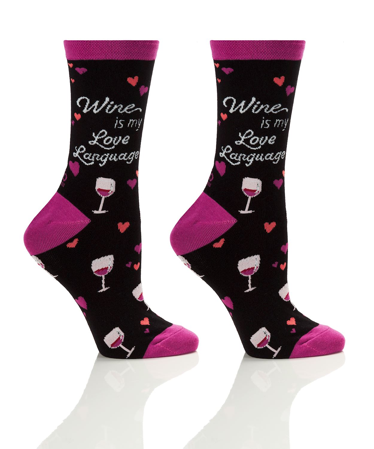 Women's Crew Socks- Wine Love Language