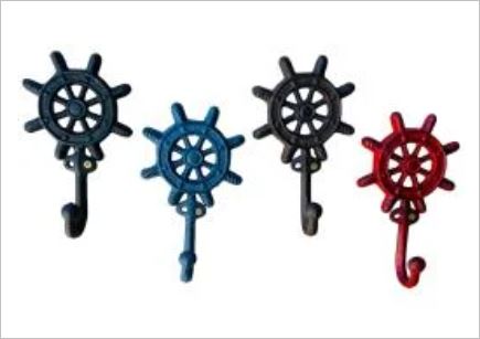 SHIP WHEEL WALL HOOK CAST IRON