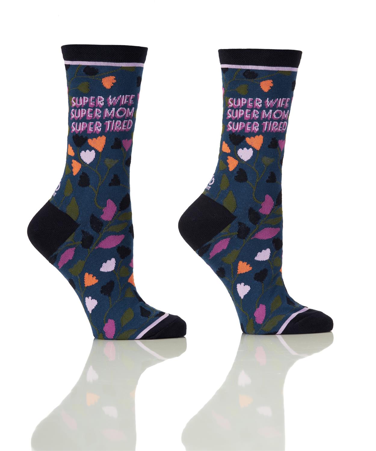 Women's Crew Socks- Super Mom/Wife/Tired