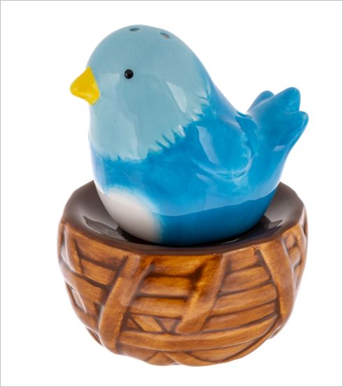 Stacking Salt & Pepper Shakers - Blue Bird and Nest (1 pair)