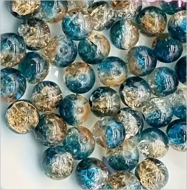 beads Aurora blue crackle acrylic Bag of 4