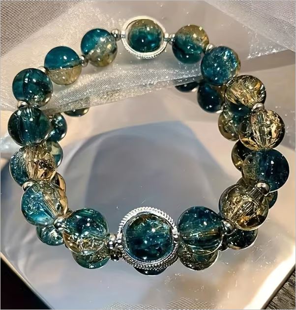 beads Aurora blue crackle acrylic Bag of 4 - Image 2