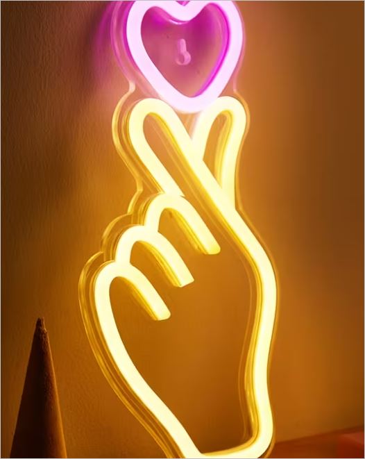 Neon Hand holding Heart