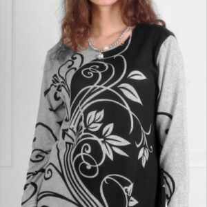 blk/grey colour printed top Knit Top