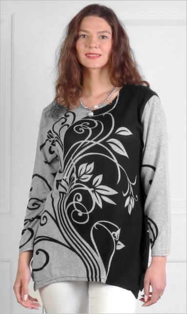 blk/grey colour printed top Knit Top