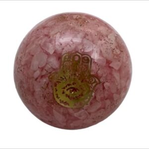 Rose Quartz, Orgone, Hamsa Hand Sphere 200g.