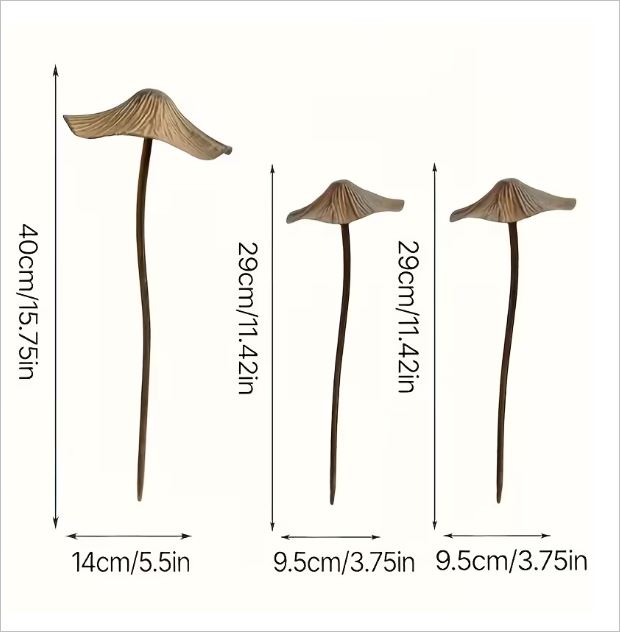 Mushroom 3pce rustic design metal - Image 2