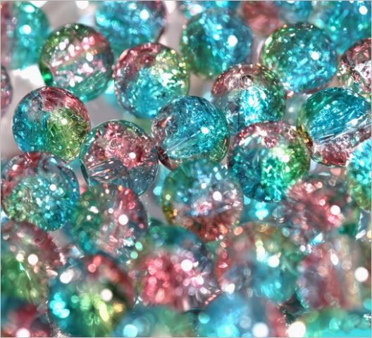 Snowflake Crackle Glass Beads 8mm