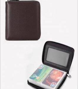 Brown RFID Anti-theft ID Card Pocket Wallet