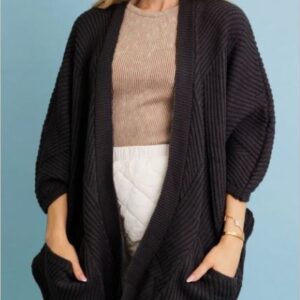 Knit Cardigan with Pockets BLACK