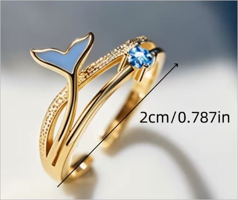 Whale Tail Ring w/blue stone - Image 2