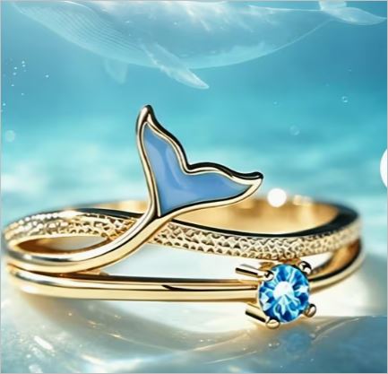 Whale Tail Ring w/blue stone
