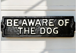CAST IRON "BEWARE OF DOG" SIGN